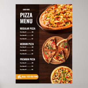 Póster Menú de pizza editable pizzería Menú de restaurant