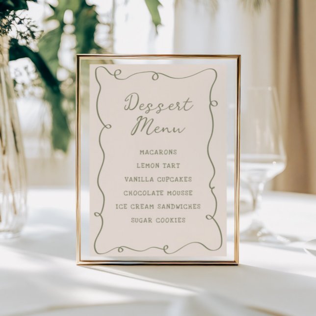 Póster Menú de postre de marco verde con sabio dibujado a (Subido por el creador)