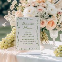 Menú de postre del marco verde dibujado a mano