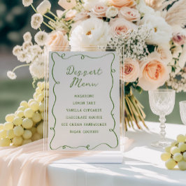 Póster Menú de postre del marco verde dibujado a mano