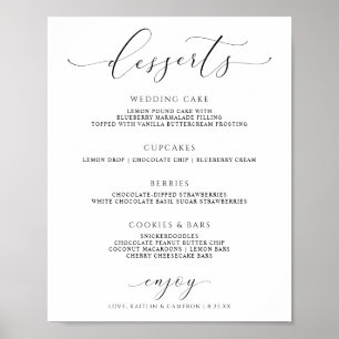 Póster Menú de Postres de Boda Letra Elegante de Lujo