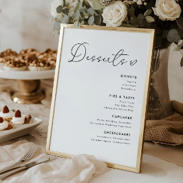 Póster Menú de Postres de Boda Modern Heart