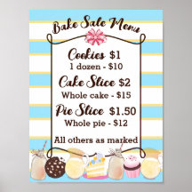 Menú de precio de venta de pastelitos de galletas