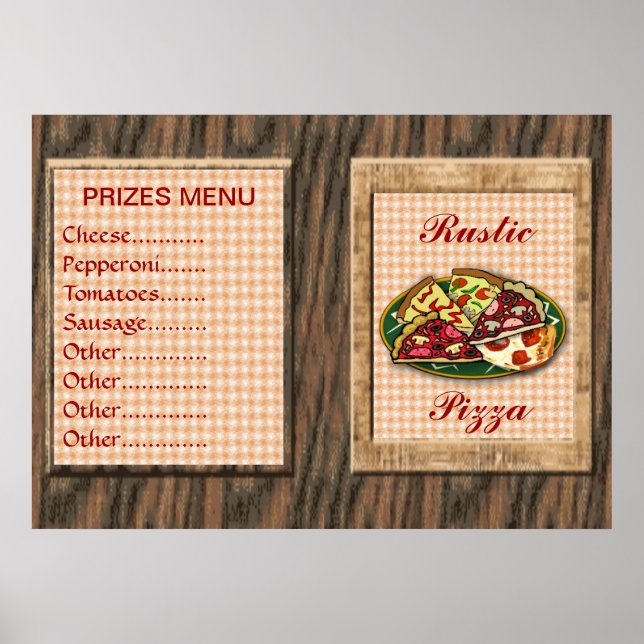 Póster Menú de precios de pizza (Frente)
