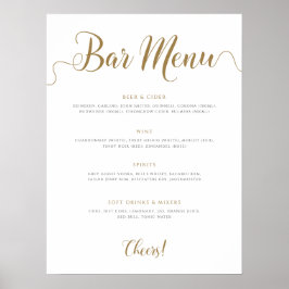 Póster Menú de Rótulos de la barra de bodas Menú de bebid