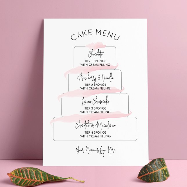 Póster Menú de sabores de pastel con letra cursiva rosa F (Subido por el creador)