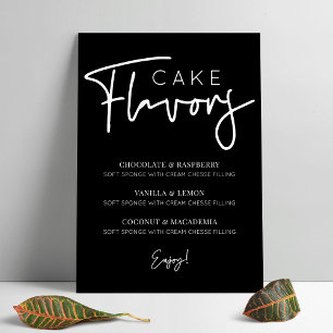 Póster Menú de Sabores de Torta Minimalista Simple Negro