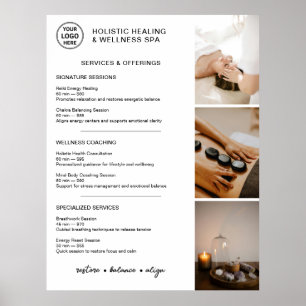 Póster Menú de Servicios de Bienestar Integral Blanco