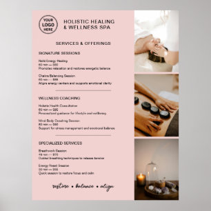 Póster Menú de Servicios de Bienestar Integral Rosa