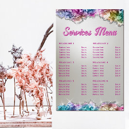 Póster Menú de servicios de cristales irlandeses