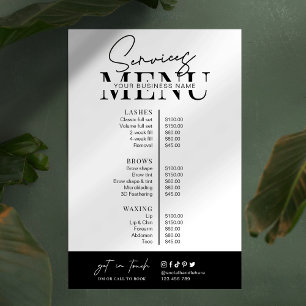Póster Menú de Servicios de Salón Minimalista Moderno en 