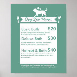 Póster Menú de Spa de Aseo para Perros - Personalizable