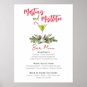 Póster Menú del bar de la fiesta navideña Martinis y Muér