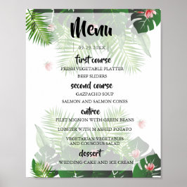 Póster Menú del Festival de Música Boda Tropical Moderno
