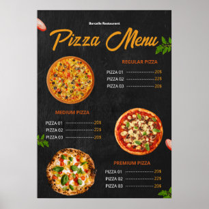 Póster Menú editable de pizza Pizzería Menú de restaurant