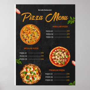 Póster Menú editable de pizza Pizzería Menú de restaurant