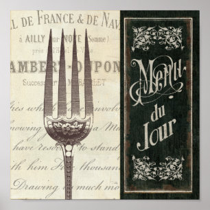 Póster Menú francés y tenedor