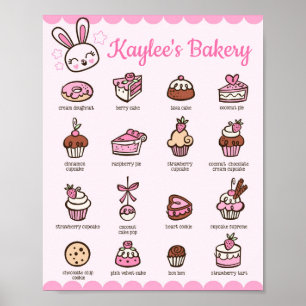 Póster Menú Kawaii Bakery con tu nombre