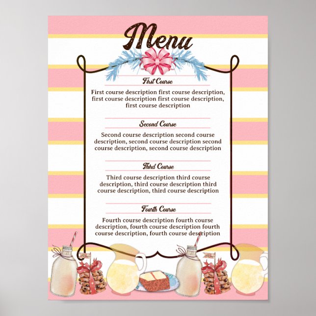 Póster Menú personalizado de Navidades de venta de pastel (Frente)
