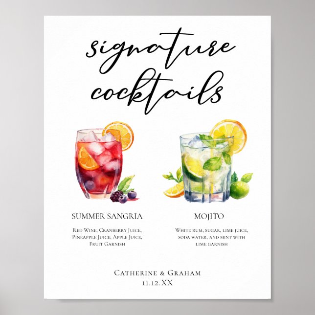 Póster Menú Personalizado Sangria Mojito Signature Cockta (Frente)