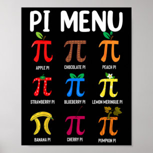 Póster Menú Pi 3.14 Símbolo Pi - Profesor de Matemáticas 