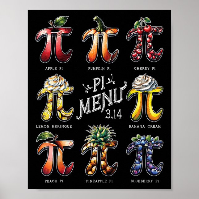 Póster Menú Pi Día Pi 3.14 Menú divertido de tarta de fru (Frente)