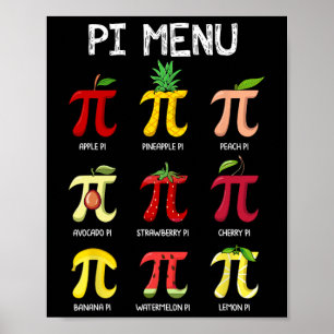 Póster Menú Pi Pie Math Day Matemáticas Maestra Maestra P