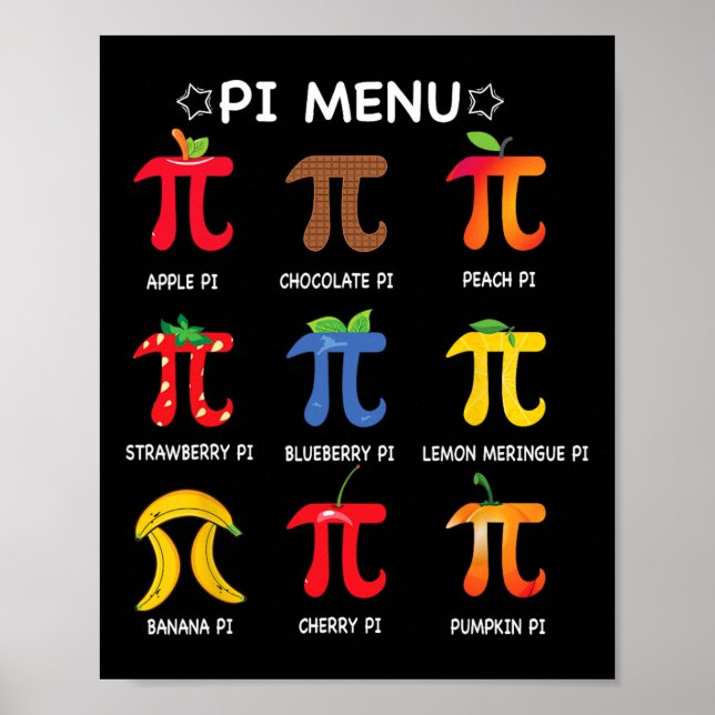 Póster Menú Pi Profesor de Matemáticas Divertido Día Pi P (Frente)