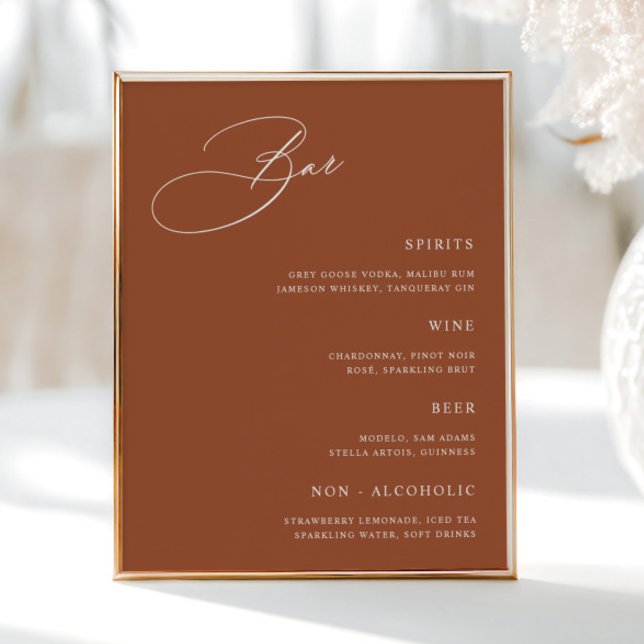 Póster Menú simple de barra de Boda de Terracota (Subido por el creador)