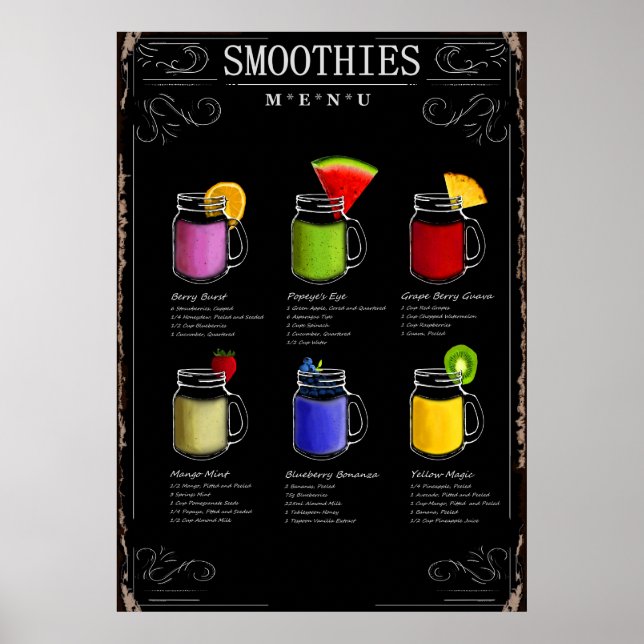 Póster Menú Smoothies (Frente)