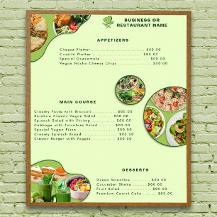 Póster Menú Verde de Comida Saludable Vegana Moderna Prof