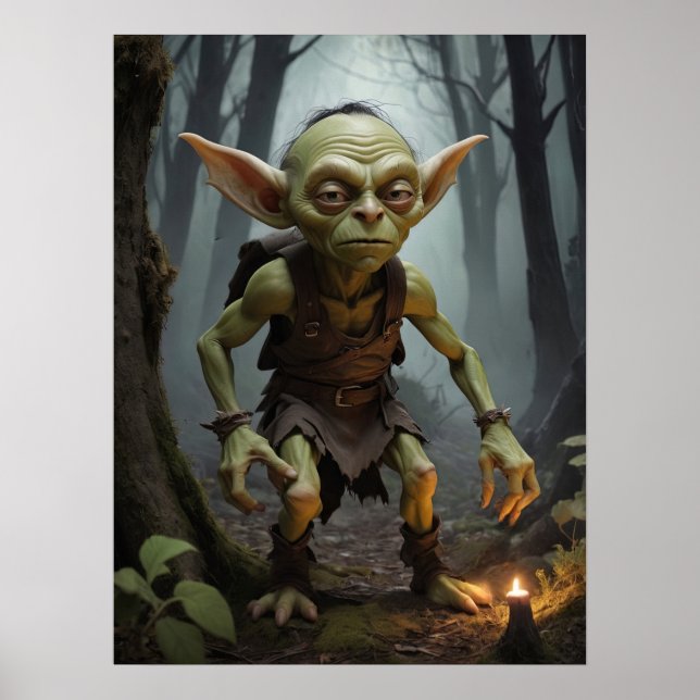 Póster Menudo Goblin acechando en un bosque embrujado (Frente)