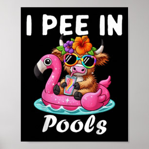 Póster Meo en piscinas Highlands Vaca Chistes Divertidos 