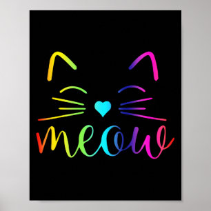 Póster Meow Cute Cat Face Cita Graciosa Para Los Fans De 