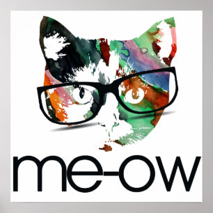 Póster Meow hipster kitty