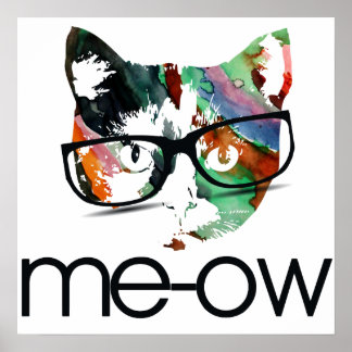 Póster Meow hipster kitty