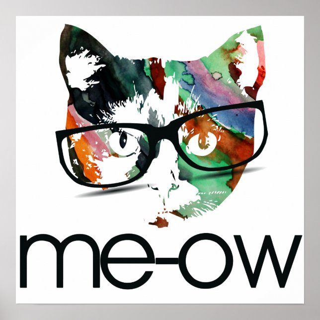 Póster Meow hipster kitty (Frente)