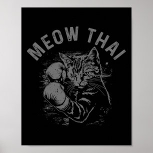 Póster Meow Thai Funny Muay Thai Boicot Cat Artes Marcial