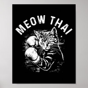 Póster Meow Thai Funny Muay Thai Boicot Cat Artes Marcial