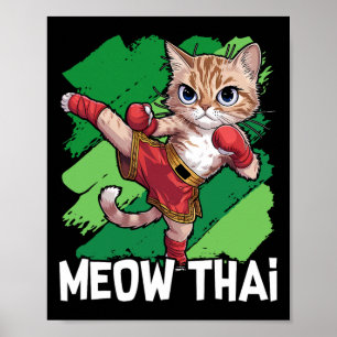Póster Meow Thai Funny Muay Thai Boicot Cat Artes Marcial