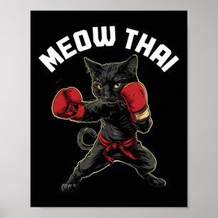 Póster Meow Thai Funny Muay Thai Boicot Cat Artes Marcial