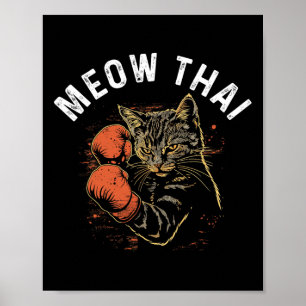 Póster Meow Thai Funny Muay Thai Boicot Cat Artes Marcial