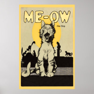 Póster Meow Un paso vintage lindo gato amantes feline