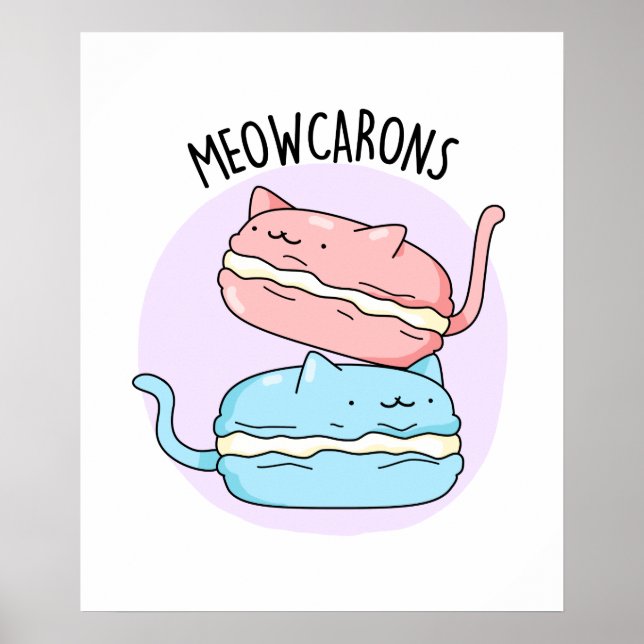 Póster Meowcarons Funny Macaron Pun (Frente)
