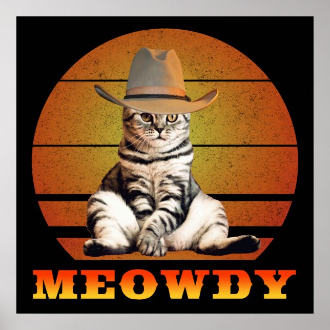 Póster Meowdy Funny Cowboy Cat (Frente)