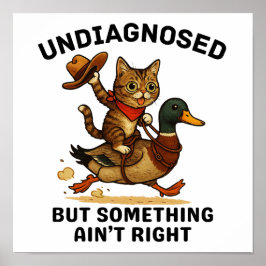 Póster Meowdy Partner Poster, Funny Cowboy Cat Dark Print