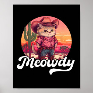 Póster Meowdy Texas Cat Meme Country Music Cowgirl Cute