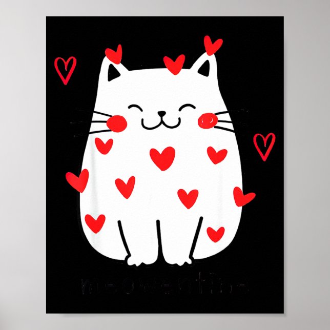 Póster Meowentine Cute Cat Valentines Day Men Women Cat D (Frente)
