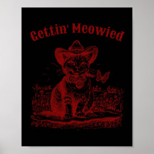 Póster Meowgirl Cowboy Cat Brida de la Bachelorette Party