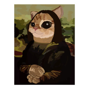 Póster Meowlisa Mona Lisa Cara de Gato Divertida